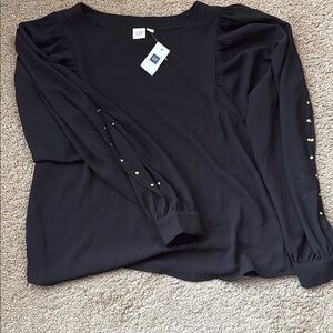 GAP Black Women's Top with Gold Accents